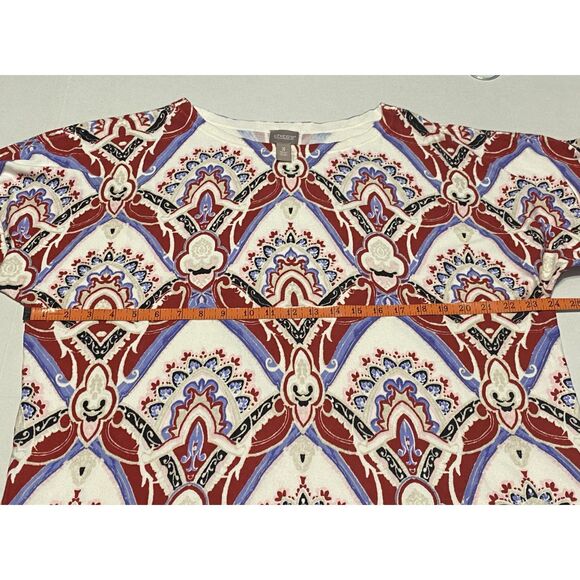 Chico's 3/4 Sleeve Tunic Shirt Size 3 (XL/16) Multicolored Rayon/Nylon Blend - Picture 9 of 11